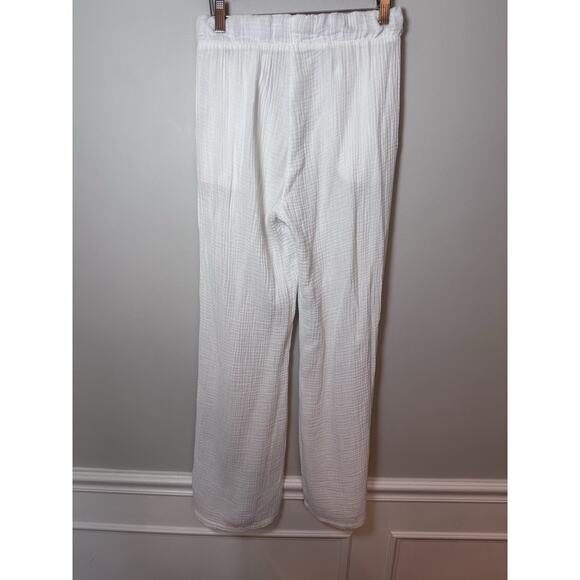 Sol Los Angeles Cotton Crepe Wide Leg Pants White XS - Picture 3 of 13